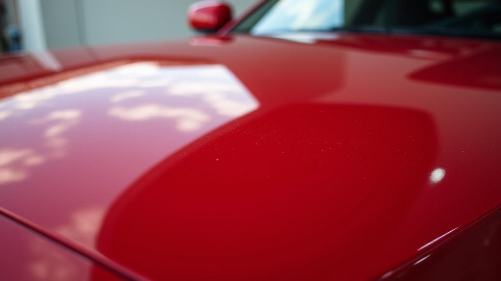 작업 후 거울처럼 빛나는 자동차 도장면